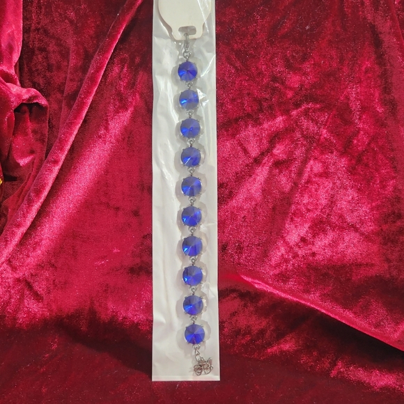 Royal blue crystal rhinestone bracelet - Picture 3 of 4